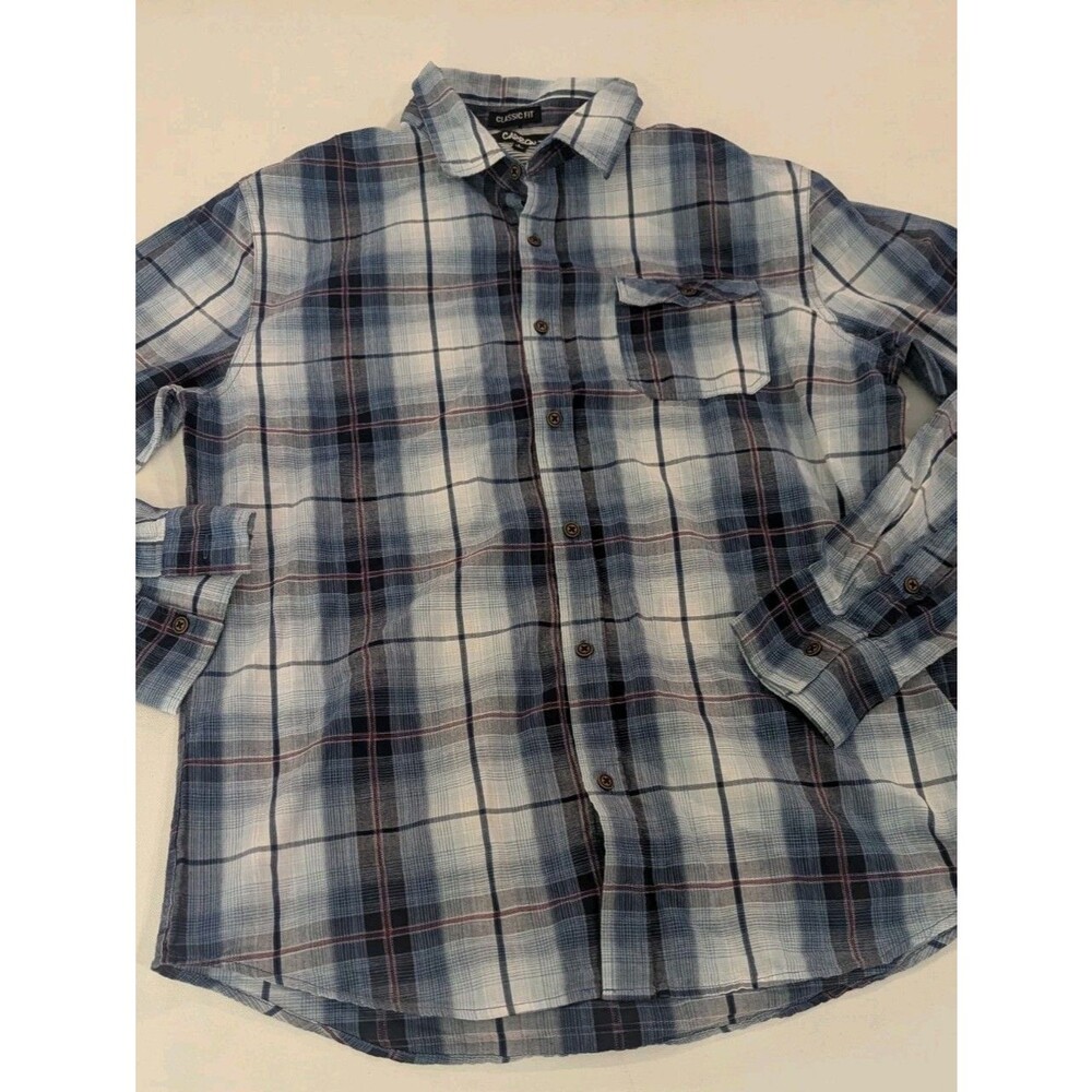 Carbon Shirt Mens Size L Blue Black  Plaid Long Sleeve‎ Western